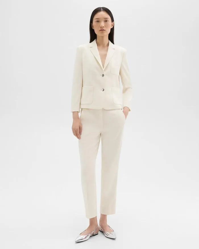 Suits Women Theory Boxy Patch Pocket Blazer In Admiral Crepe Rice