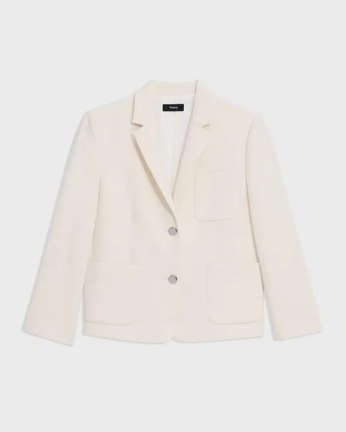 Suits Women Theory Boxy Patch Pocket Blazer In Admiral Crepe Rice