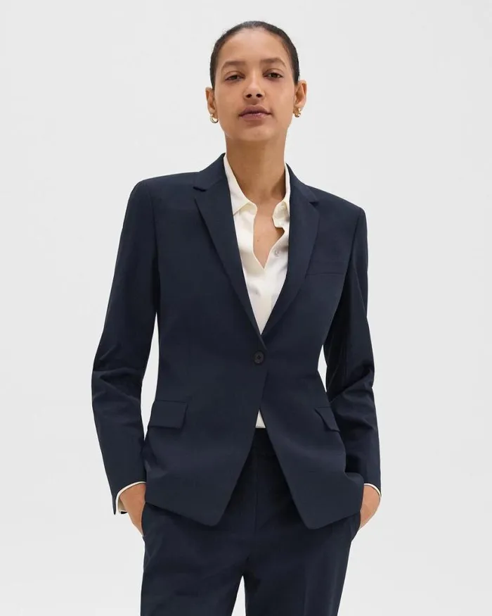 Suits Women Theory Slim Blazer In Good Wool Nocturne Navy