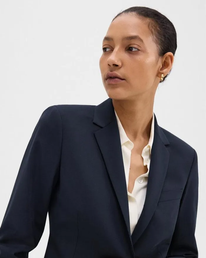 Suits Women Theory Slim Blazer In Good Wool Nocturne Navy