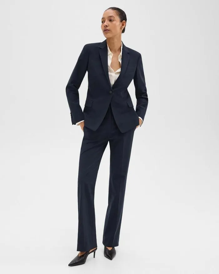 Suits Women Theory Slim Blazer In Good Wool Nocturne Navy