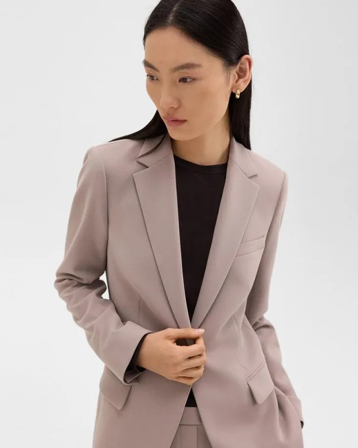 Suits Women Theory Staple Blazer In Admiral Crepe Cinder