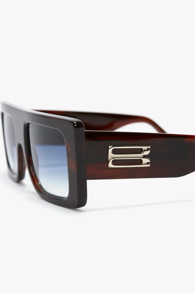 Sunglasses Women Victoria Beckham Oversized Frame Sunglasses In Brown Horn