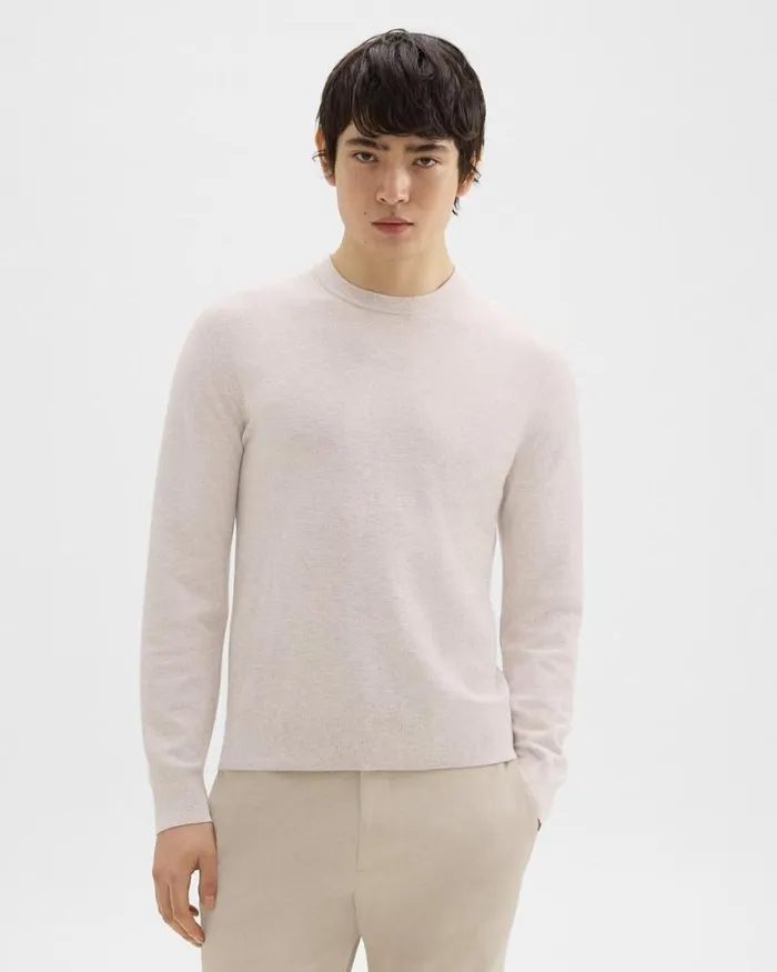 Sweaters Cardigans Men Theory Riland Sweater In Light Bilen Melange Ivory