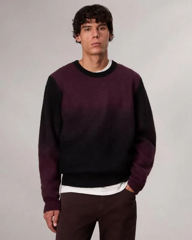 Sweaters Men Rag and Bone Downing Crewneck Sweater Burgundy Multi