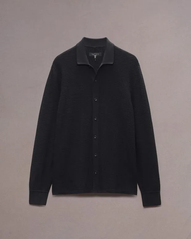 Sweaters Men Rag and Bone Hayes Button Up Shirt Black