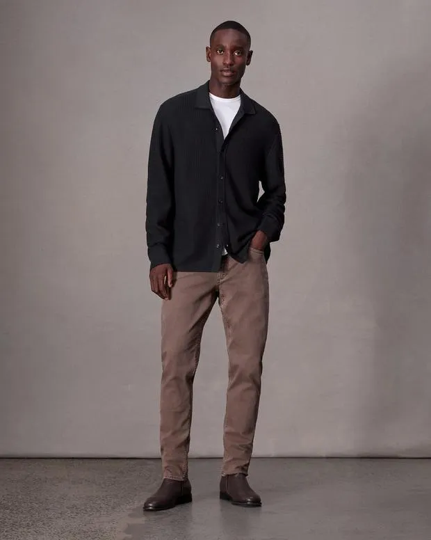 Sweaters Men Rag and Bone Hayes Button Up Shirt Black