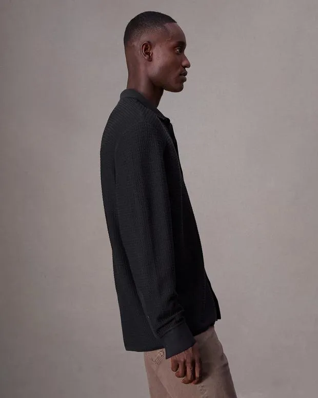 Sweaters Men Rag and Bone Hayes Button Up Shirt Black
