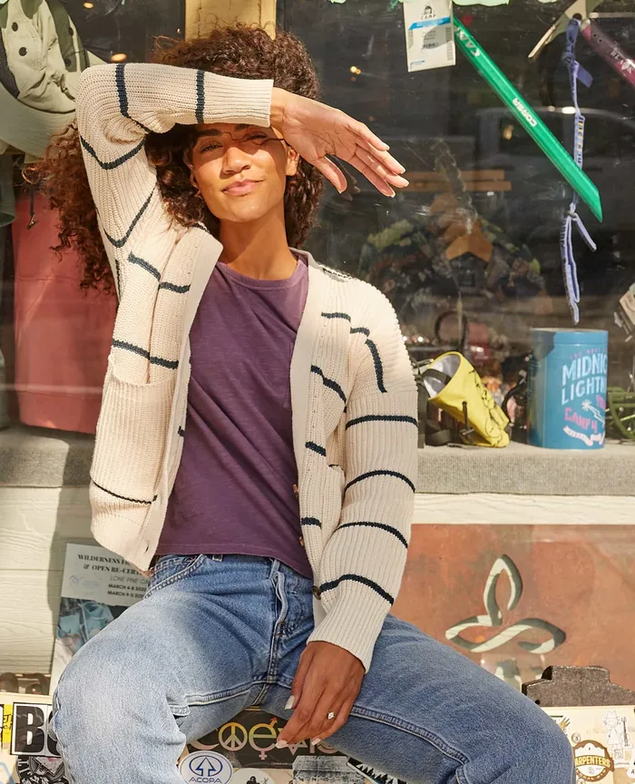Sweaters ToadandCo Women8217s Bianca Cardigan Almond Stripe