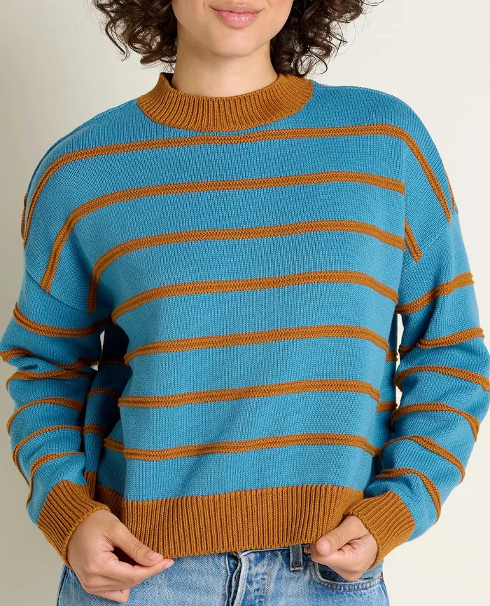 Sweaters Women8217s Bianca II Crew Sweater Cardamom Stripe ToadandCo