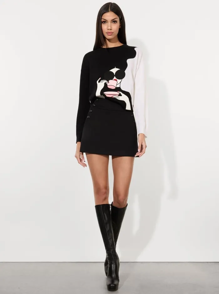 Sweaters Women Alice Olivia Staceface Pullover Blacksoft White Multi