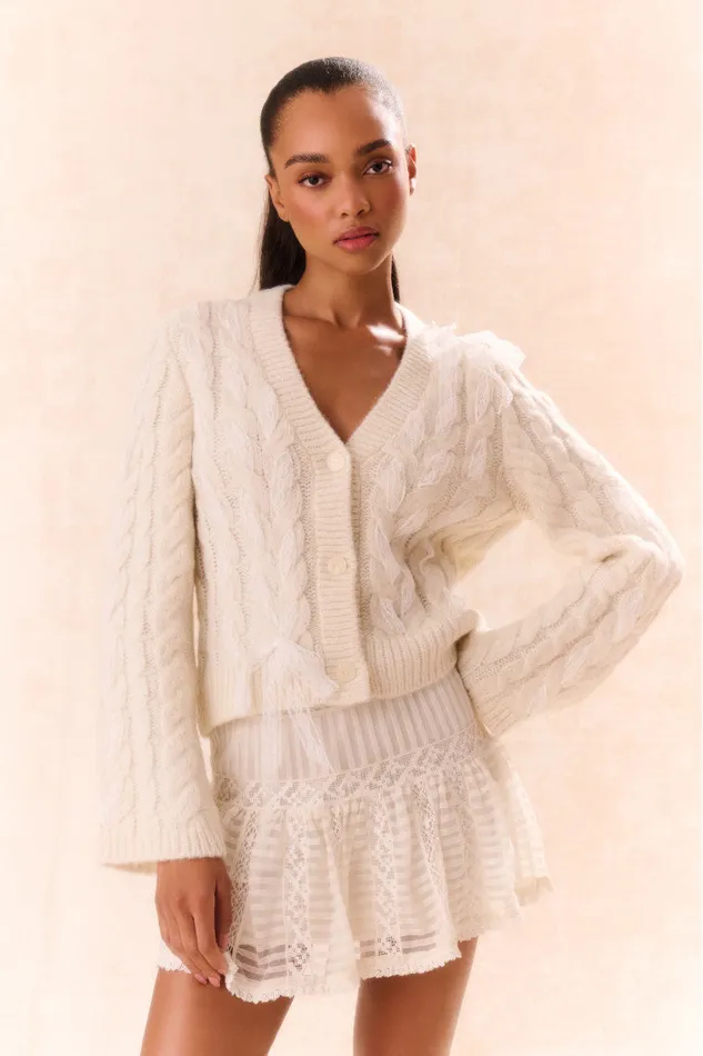 Sweaters Women LoveShackFancy Louella Wool Knit Cardigan Snow