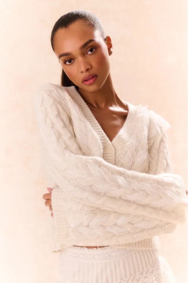 Sweaters Women LoveShackFancy Louella Wool Knit Cardigan Snow