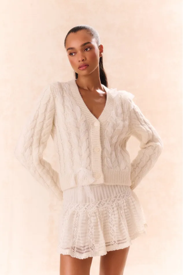Sweaters Women LoveShackFancy Louella Wool Knit Cardigan Snow