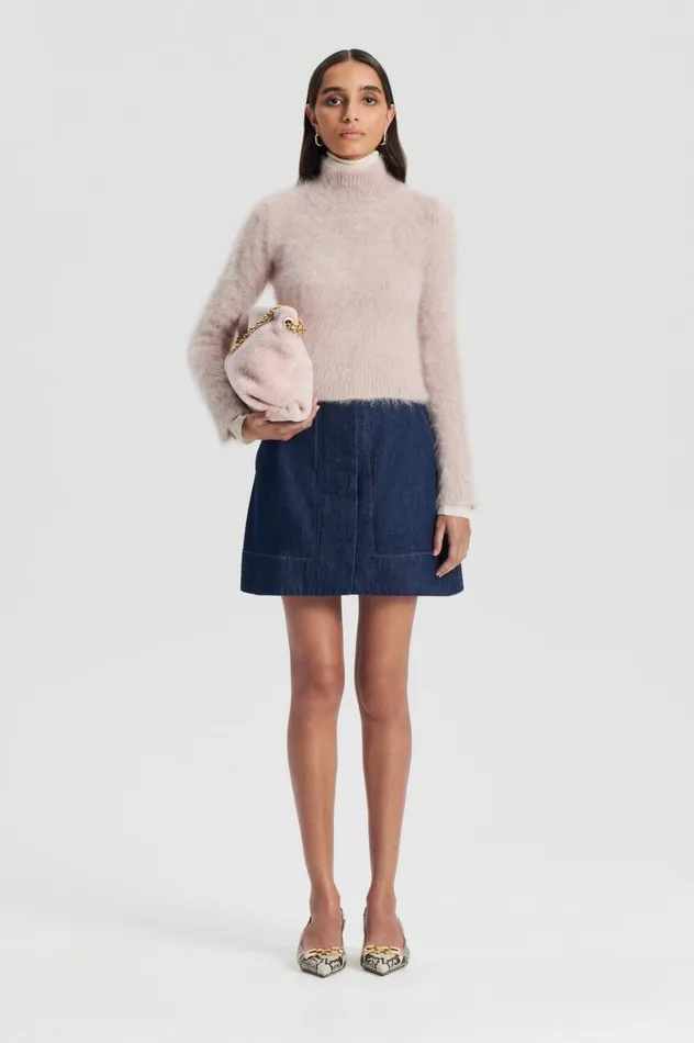 Sweaters Women Scanlan Theodore BRUSHED MOHAIR SLIM SWEATER Mink