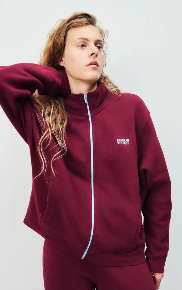 Sweatshirt Izubird Vintage Burgundy Women American Vintage Sweatshirts