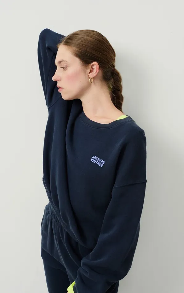 Sweatshirt Izubird Vintage Navy Women American Vintage Sweatshirts