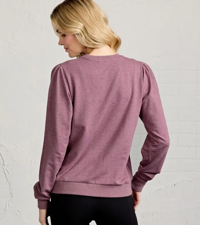 Sweatshirts Hoodies Women Tasc Performance Puff Sleeve Sparkle Sweatshirt