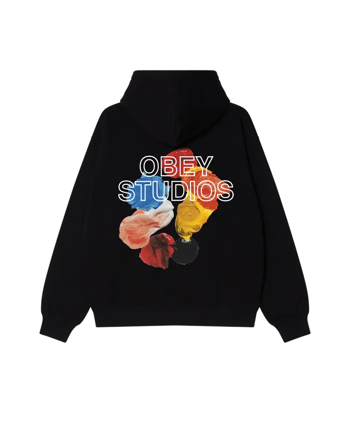 SWEATSHIRTS Men OBEY Clothing OBEY STUDIOS PALETTE PULLOVER Black