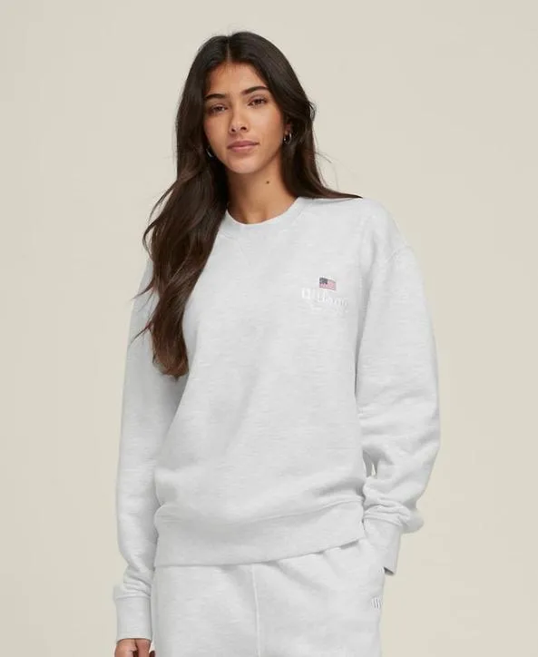 Sweatshirts Women Wilson Wilson America Crewneck Cloud Heather Sweatshirts Women Wilson Wilson America Crewneck Cloud Heather