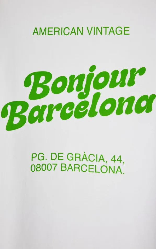 TShirt Fizvalley 034Bonjour Barcelona034 White WomenMen American Vintage Short Sleeve TShirts TShirt Fizvalley 034Bonjour Barcelona034 White WomenMen American Vintage Short Sleeve TShirts