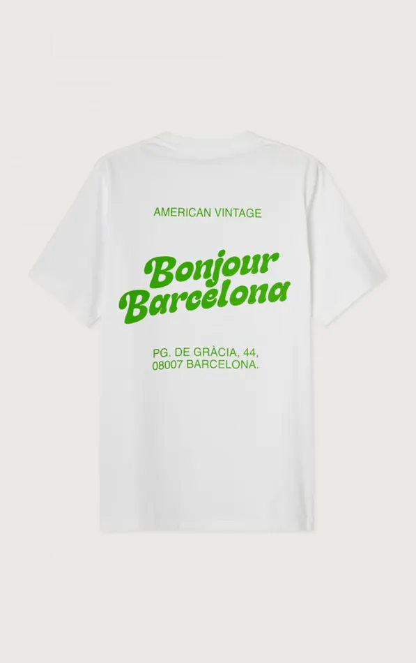 TShirt Fizvalley 034Bonjour Barcelona034 White WomenMen American Vintage Short Sleeve TShirts TShirt Fizvalley 034Bonjour Barcelona034 White WomenMen American Vintage Short Sleeve TShirts