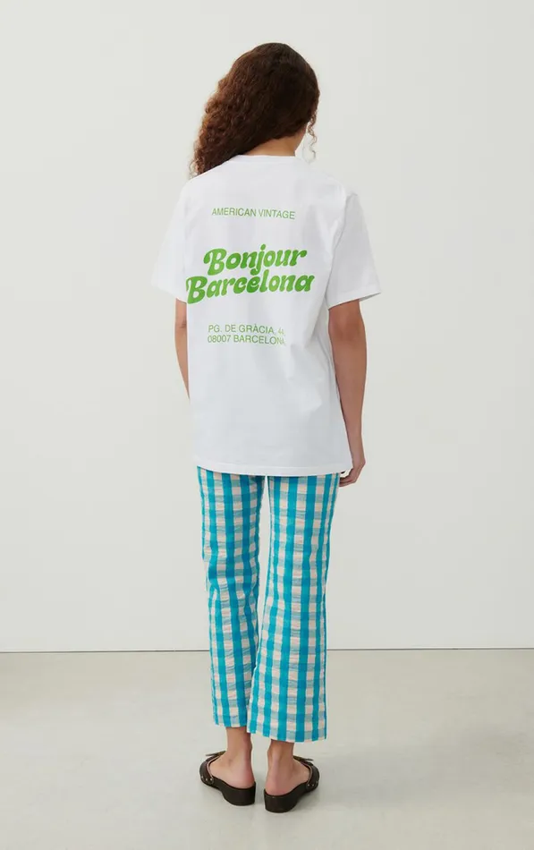 TShirt Fizvalley 034Bonjour Barcelona034 White WomenMen American Vintage Short Sleeve TShirts TShirt Fizvalley 034Bonjour Barcelona034 White WomenMen American Vintage Short Sleeve TShirts