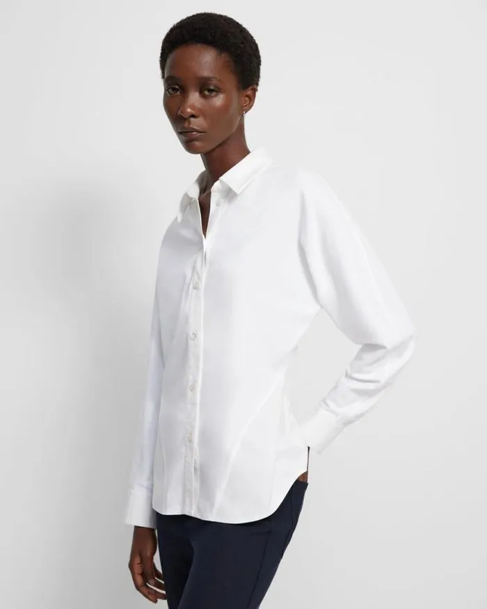 TShirts Tank Tops Women Theory Cinched Shirt In Cotton Jersey White