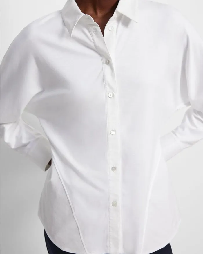 TShirts Tank Tops Women Theory Cinched Shirt In Cotton Jersey White TShirts Tank Tops Women Theory Cinched Shirt In Cotton Jersey White