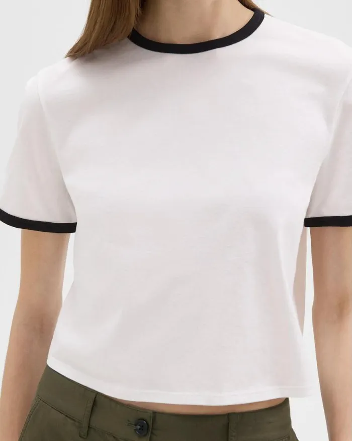 TShirts Tank Tops Women Theory Ringer Tee In Organic Cotton Whiteblack TShirts Tank Tops Women Theory Ringer Tee In Organic Cotton Whiteblack