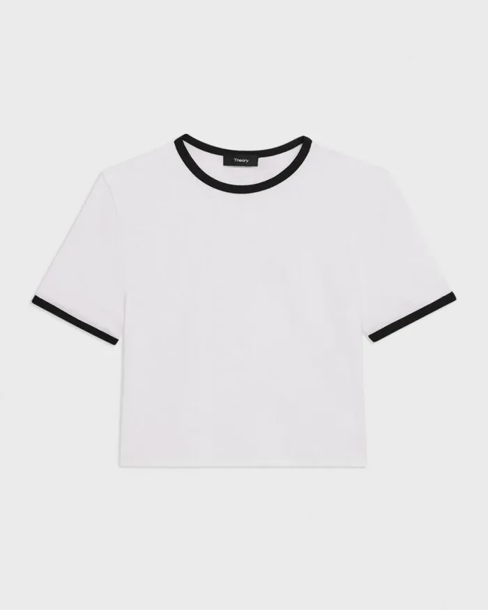 TShirts Tank Tops Women Theory Ringer Tee In Organic Cotton Whiteblack TShirts Tank Tops Women Theory Ringer Tee In Organic Cotton Whiteblack