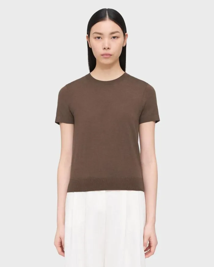 TShirts Tank Tops Women Theory Sweater Tee In Regal Wool Pecan