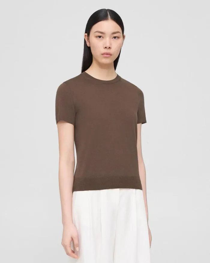TShirts Tank Tops Women Theory Sweater Tee In Regal Wool Pecan