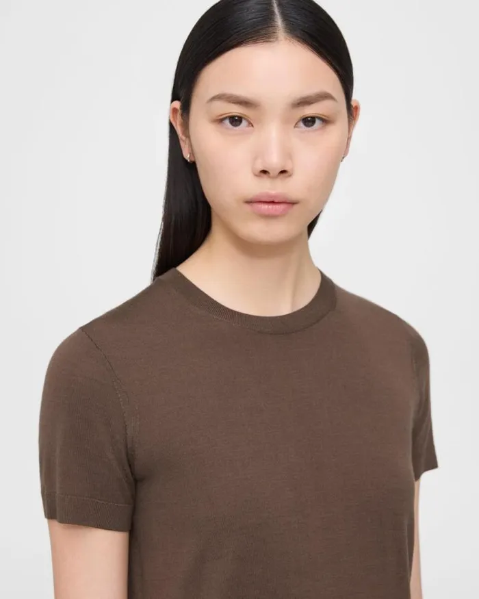 TShirts Tank Tops Women Theory Sweater Tee In Regal Wool Pecan