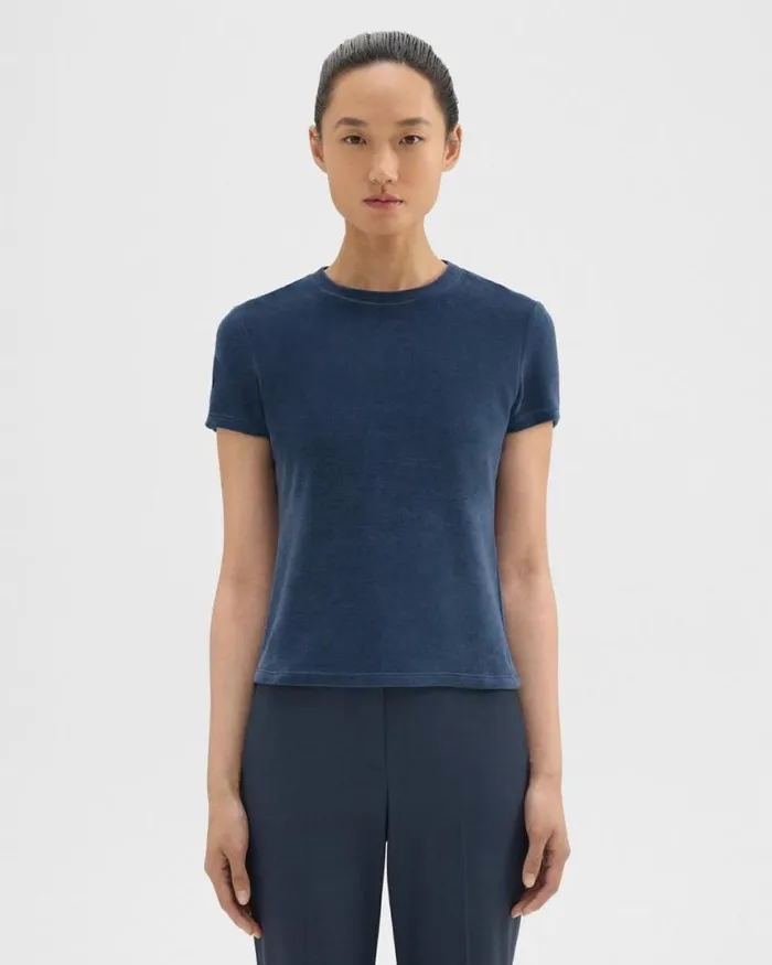 TShirts Tank Tops Women Theory Tiny Tee In Velour Nocturne Navy