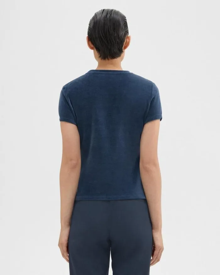 TShirts Tank Tops Women Theory Tiny Tee In Velour Nocturne Navy TShirts Tank Tops Women Theory Tiny Tee In Velour Nocturne Navy