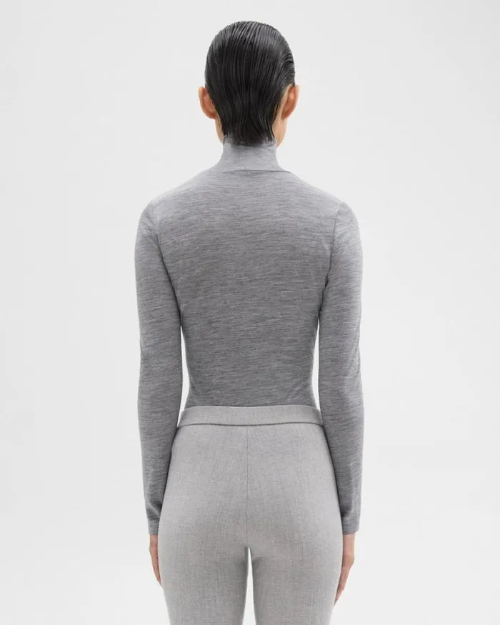 TShirts Tank Tops Women Theory Turtleneck Tee In Mlange Wool Jersey Grey Melange TShirts Tank Tops Women Theory Turtleneck Tee In Mlange Wool Jersey Grey Melange