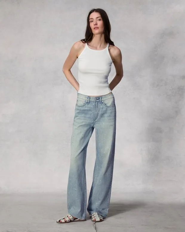 TShirts Women Rag and Bone Essential Rib String Tank White