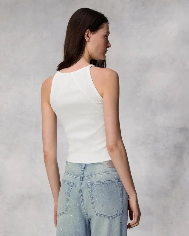 TShirts Women Rag and Bone Essential Rib String Tank White
