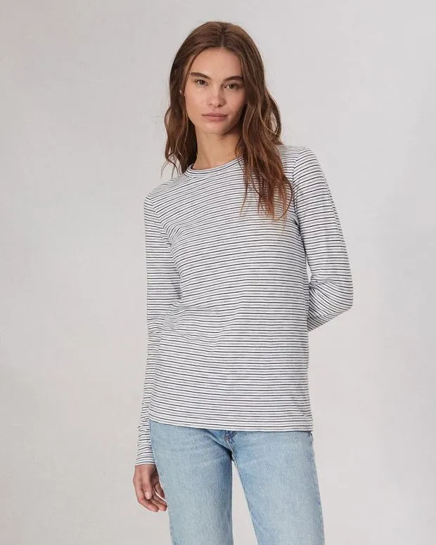 TShirts Women Rag and Bone Slub Long Sleeve Tee White Multi