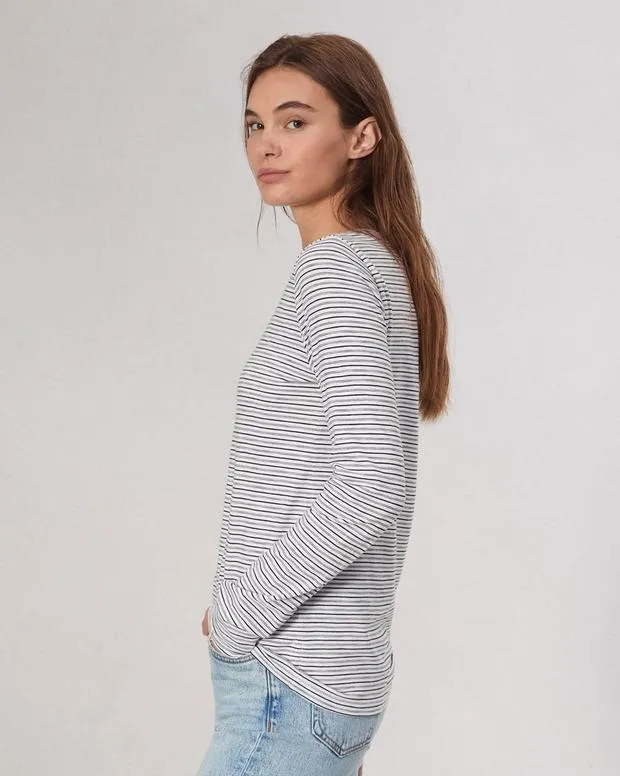 TShirts Women Rag and Bone Slub Long Sleeve Tee White Multi