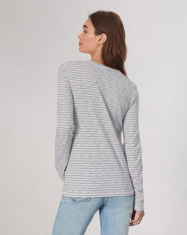 TShirts Women Rag and Bone Slub Long Sleeve Tee White Multi