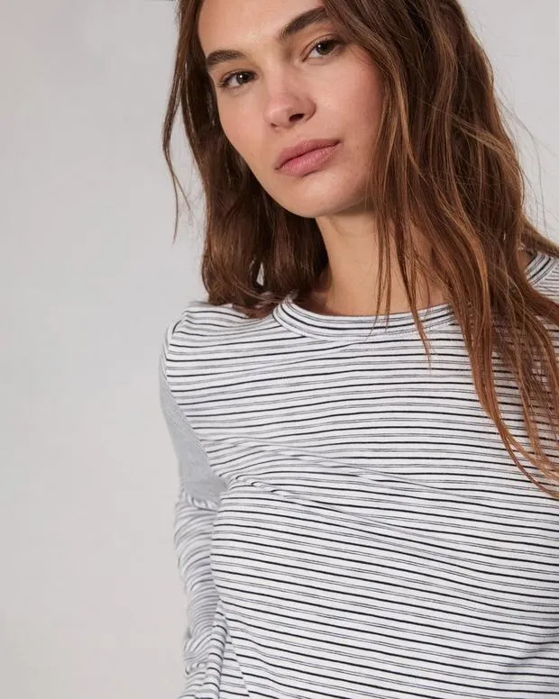 TShirts Women Rag and Bone Slub Long Sleeve Tee White Multi
