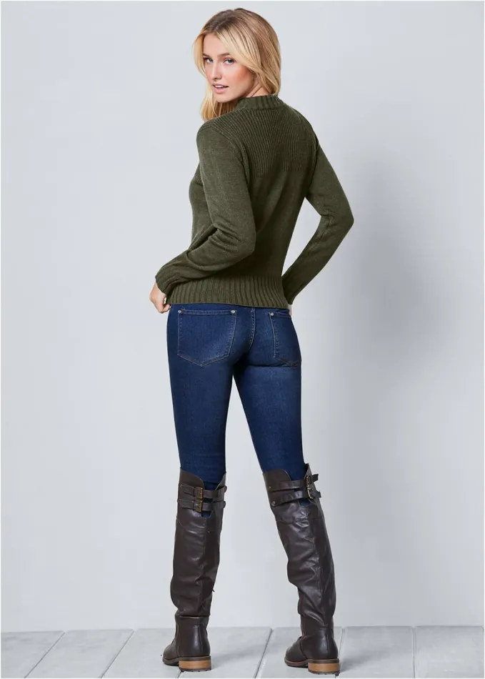 TAB BUTTON DETAIL CARDIGAN Olive Women VENUS Cardigans and Dusters