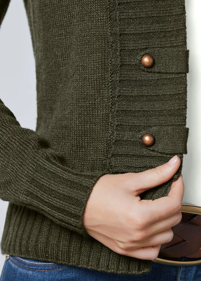 TAB BUTTON DETAIL CARDIGAN Olive Women VENUS Cardigans and Dusters