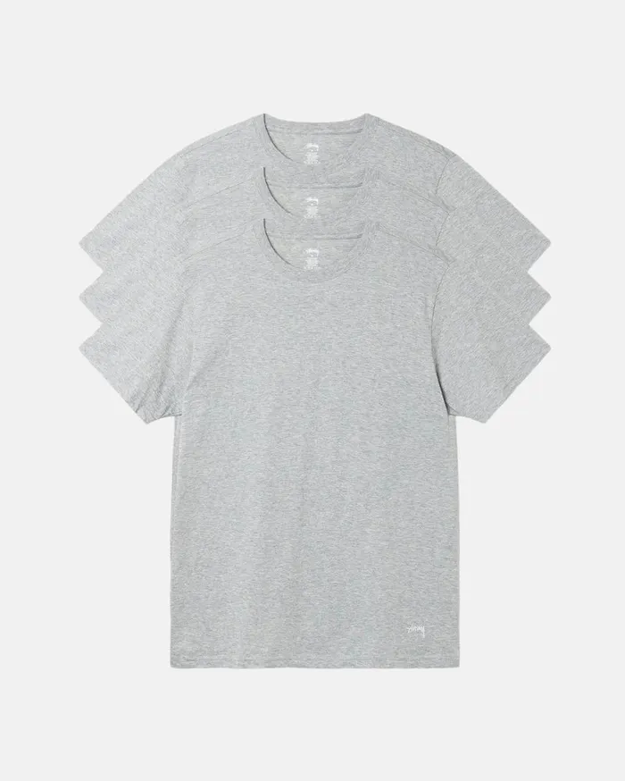 Tees MenWomen Stussy STSSY UNDERSHIRTS 3 PACK Grey Heather