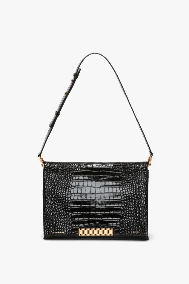 The Chain Pouch Women Victoria Beckham Jumbo Chain Pouch In Black CrocEffect Leather
