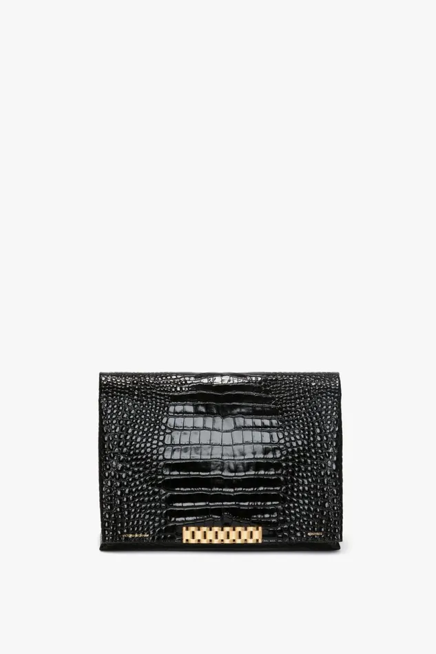 The Chain Pouch Women Victoria Beckham Jumbo Chain Pouch In Black CrocEffect Leather