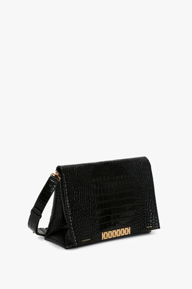 The Chain Pouch Women Victoria Beckham Jumbo Chain Pouch In Black CrocEffect Leather