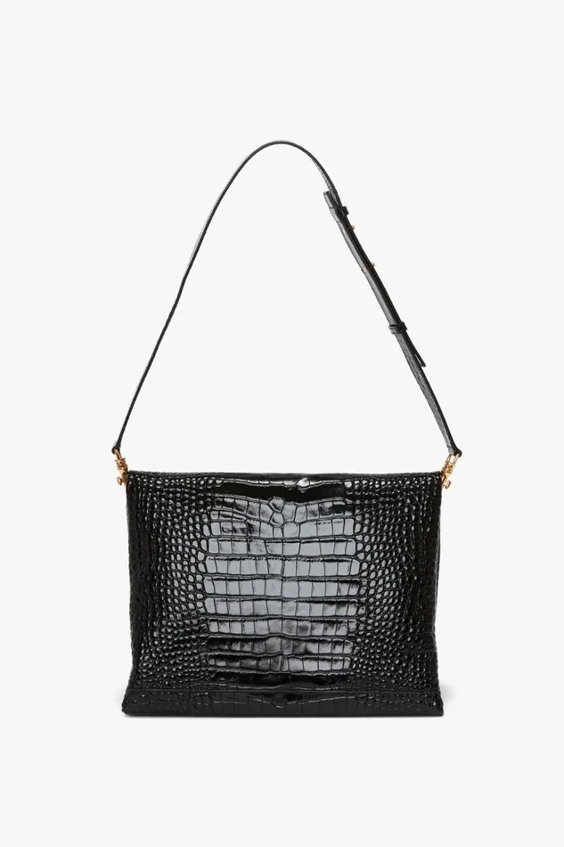 The Chain Pouch Women Victoria Beckham Jumbo Chain Pouch In Black CrocEffect Leather